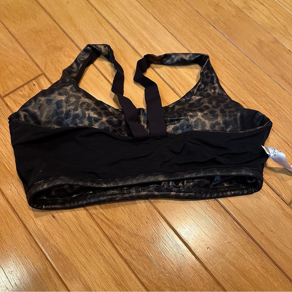 Spanx Leopard Print Metallic Sports Bra Longline Bralette Size L - Picture 9 of 16